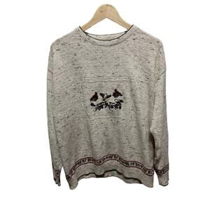 Vintage 90s cardinals birds sweatshirt gray crewneck Shenandoah knit sz Large